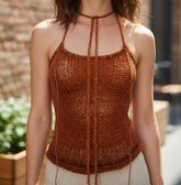 Serina hand Knitt-top summer top Semi-Sheer knitt top