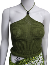 Haut d'été en tricot vert olive