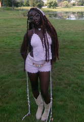 Lavender Crochet Two and shorts (Top & Shorts) Hand-crochet two-piece set — 100% cotton, 40 hours of artisan craftsmanship. made sustainably in New York.