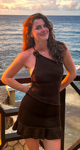 Two-piece set Asymmetrical 1 hand knitt rose top 40 hours of artisan craftsmanship made in New York.