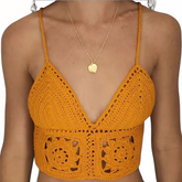 Clare Burnt orange crochet top Hand-crocheted— 100% cotton, 40 hours of artisan craftsmanship made in New York.
