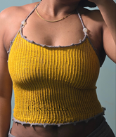 Honey, yellow hand knitt top ready to ship next business day