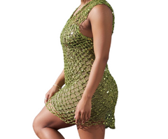 Crochet Mini Sequin Dress