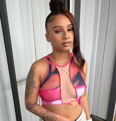 Asymmetrical Pached work croptop