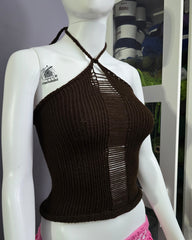 Haut en tricot asymétrique déchiré