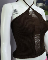 Haut en tricot asymétrique déchiré