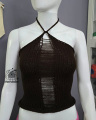 Haut en tricot asymétrique déchiré