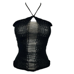 Haut en tricot asymétrique déchiré