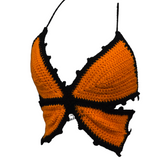 Orange crochet butterfly top Halloween top