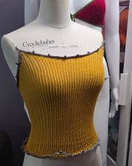 Honey, yellow hand knitt top ready to ship next business day