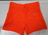 Crochet mesh beach shorts mid-waisted Hand-crocheted— 100% cotton, 20 hours of artisan craftsmanship New York.