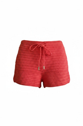 Low-rise crochet shorts street wear /summer wear.  100% cotton, 20 hours of artisan craftsmanship. Designed. made sustainably in New York.