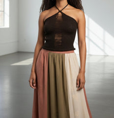 Haut en tricot asymétrique déchiré