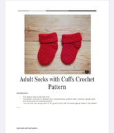 Adult Socks with Cuffs Crochet Pattern