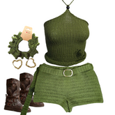 Crochet shorts and halter knitt top festival summer outfits 72 hours of artisan craftsmanship made in  New York.