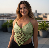 Lulus Lemonade green heart top  Hand-crocheted 40 hours of artisan craftsmanship