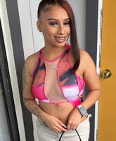 Asymmetrical Pached work croptop