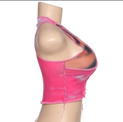 Asymmetrical Pached work croptop