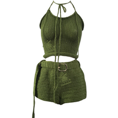 Short au crochet et haut court en tricot XOXO
