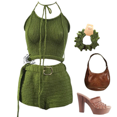Short au crochet et haut court en tricot XOXO