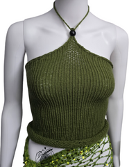 Olive green knitt summer top "Fully coverage Knit-top"