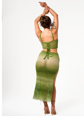 Haut et jupe longue vert cœur limonade Lulus