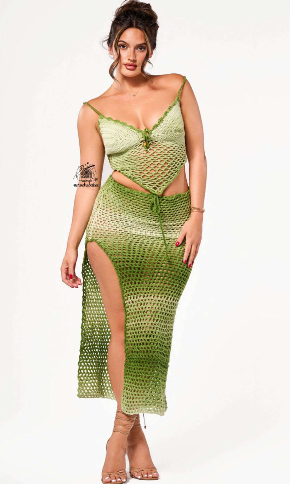 Haut et jupe longue vert cœur limonade Lulus