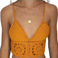 Clare Burnt orange crochet top Hand-crocheted— 100% cotton, 40 hours of artisan craftsmanship made in New York.