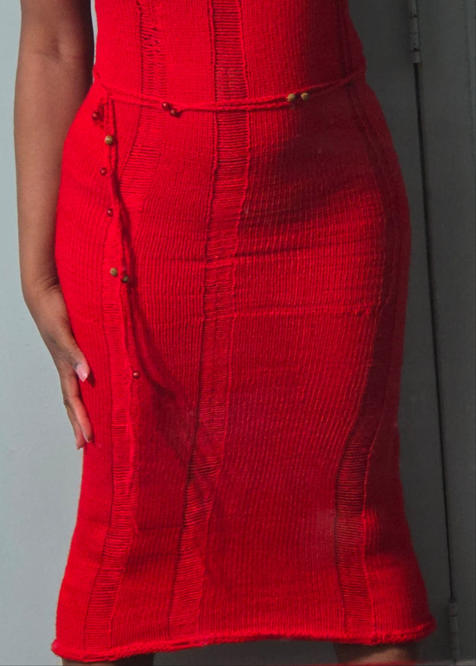 Vintage long maxi knitt lace   dress  below the knee knitt dress
