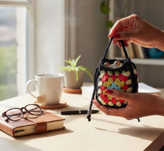 Cute multicolored crochet airpod case bag two-piece Hand-crocheted— 100% cotton, 10 hours of artisan craftsmanship made in New York.