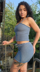 Ensemble deux pièces Jlofb ​​haut en tricot asymétrique ET mini.