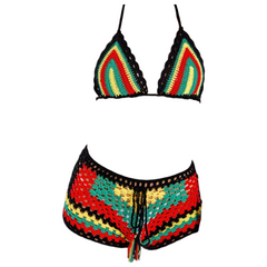 Ensemble deux pièces en crochet pour grand-mère, rasta, vêtements de festival au crochet pour femmes, haut au crochet | vêtements de plage | bikini | durable | vêtements au crochet