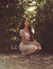 Haut corset à broderie florale