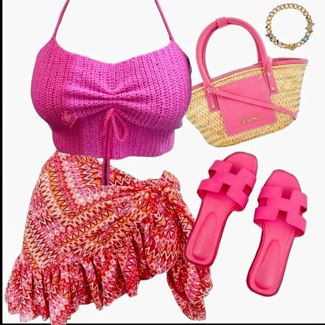 Crop rose au crochet