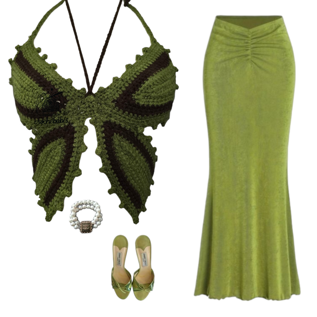 Earth butterfly top Hand-crocheted— 100% cotton, 40 hours of artisan craftsmanship New York.