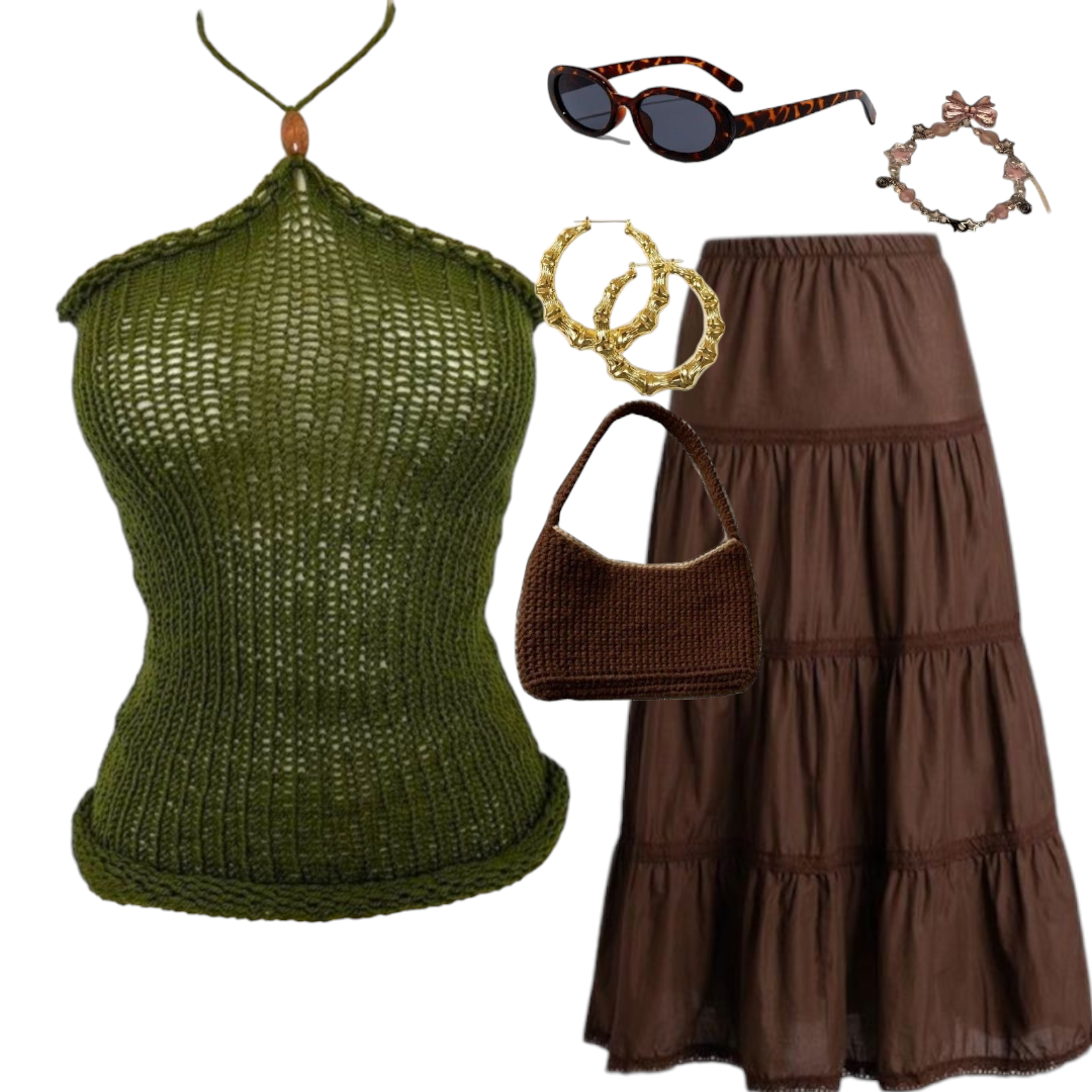 Haut d'été en tricot vert olive