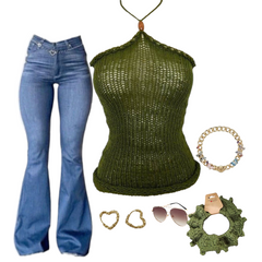 Haut d'été en tricot vert olive
