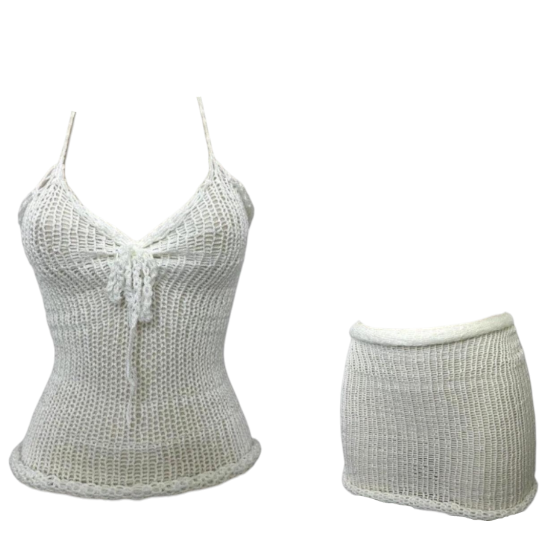 Ensembles de TOPS et de mini-tricots asymétriques à nouer au milieu.