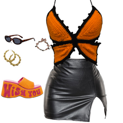 Haut papillon au crochet orange