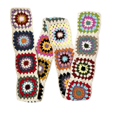 Handmade Knit Colorful Granny Square Crochet Scarf Neck Warp Women Lady (Multi Random)