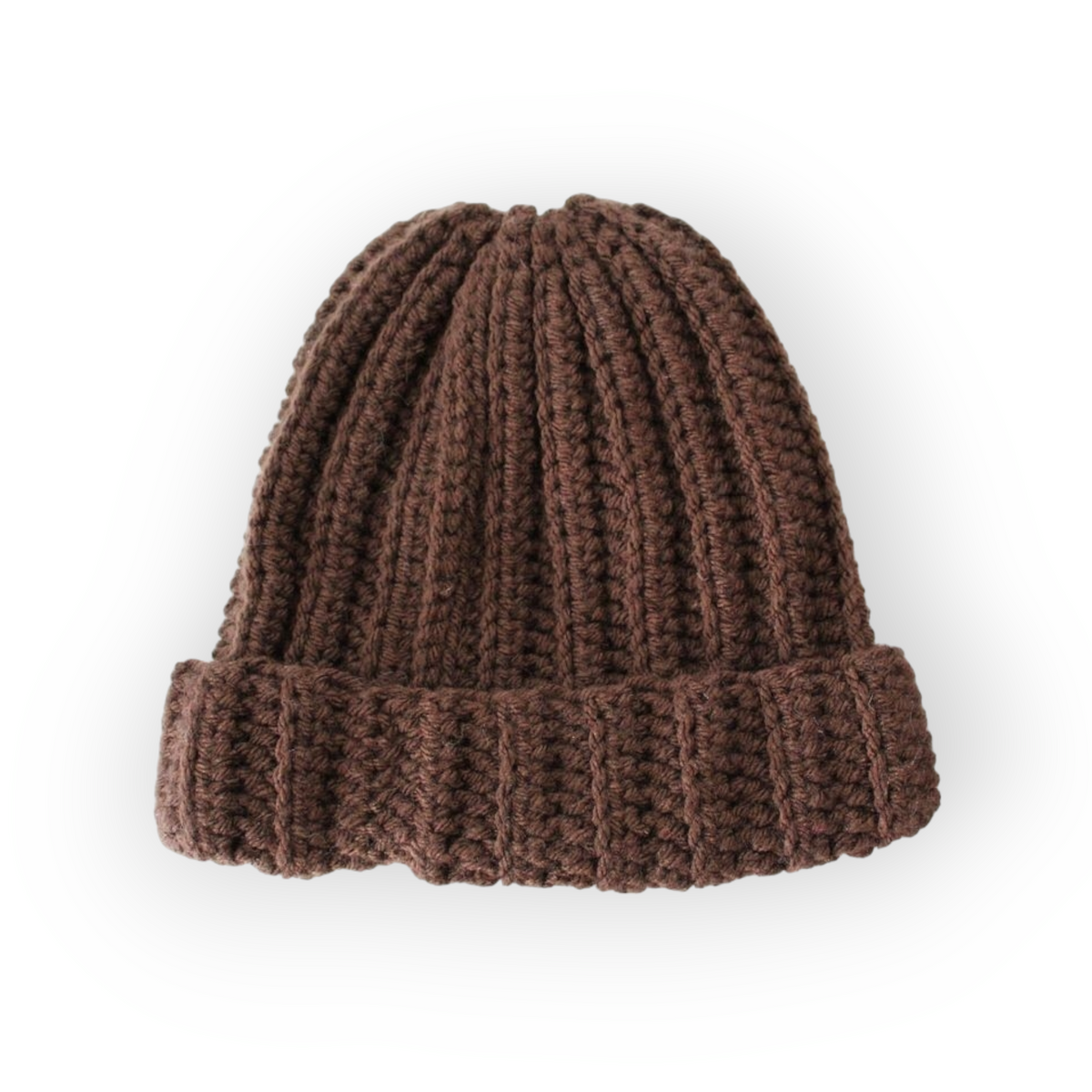 Bonnet côtelé marron, unisexe