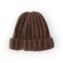 Bonnet côtelé marron, unisexe