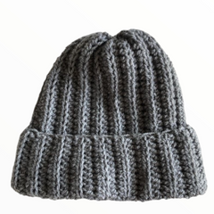 Bonnet côtelé gris, unisexe