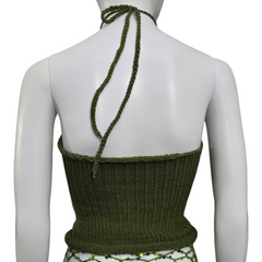 Haut d'été en tricot vert olive