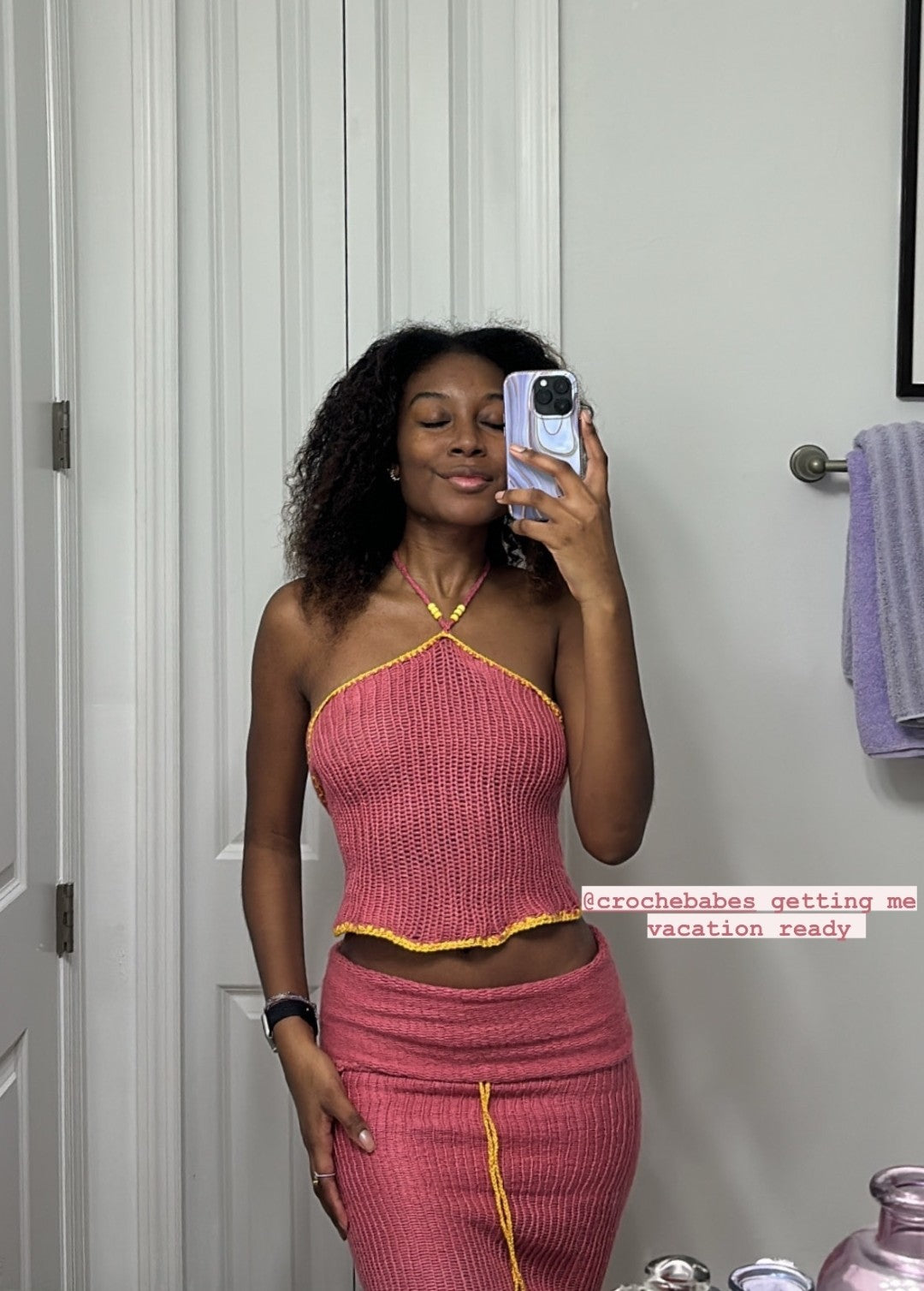Haut tube en tricot rose
