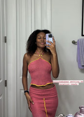 Haut tube en tricot rose