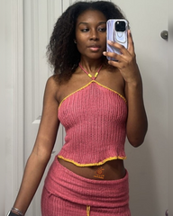 Haut tube en tricot rose