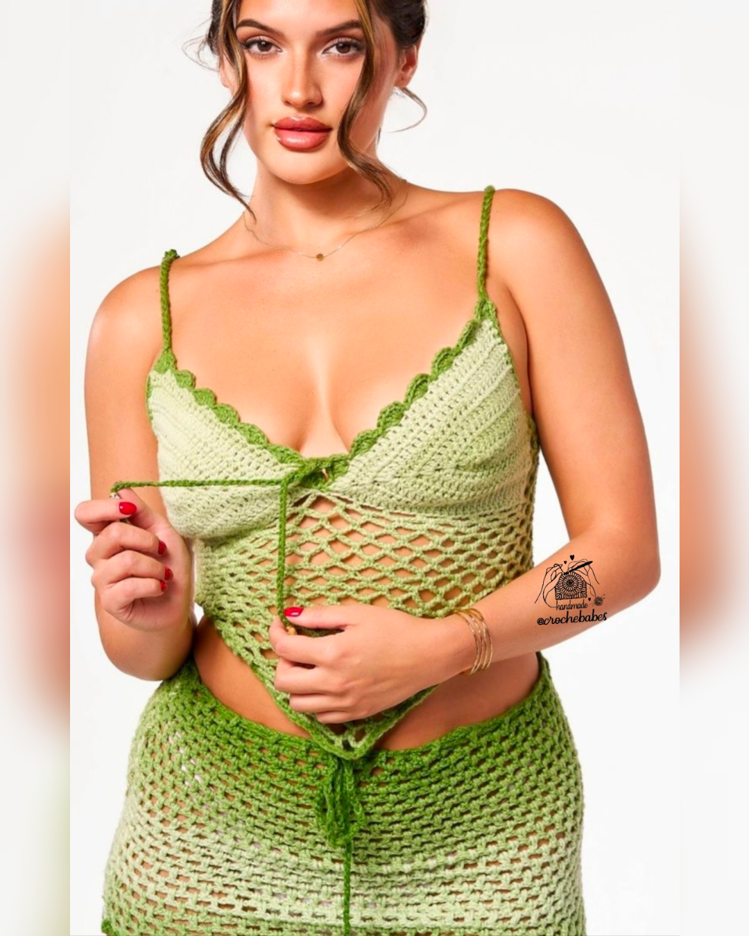 Haut et jupe longue vert cœur limonade Lulus