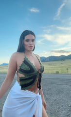 Earth butterfly top         (Top only) Hand-crocheted— 100% cotton, 70 hours of artisan craftsmanship New York.