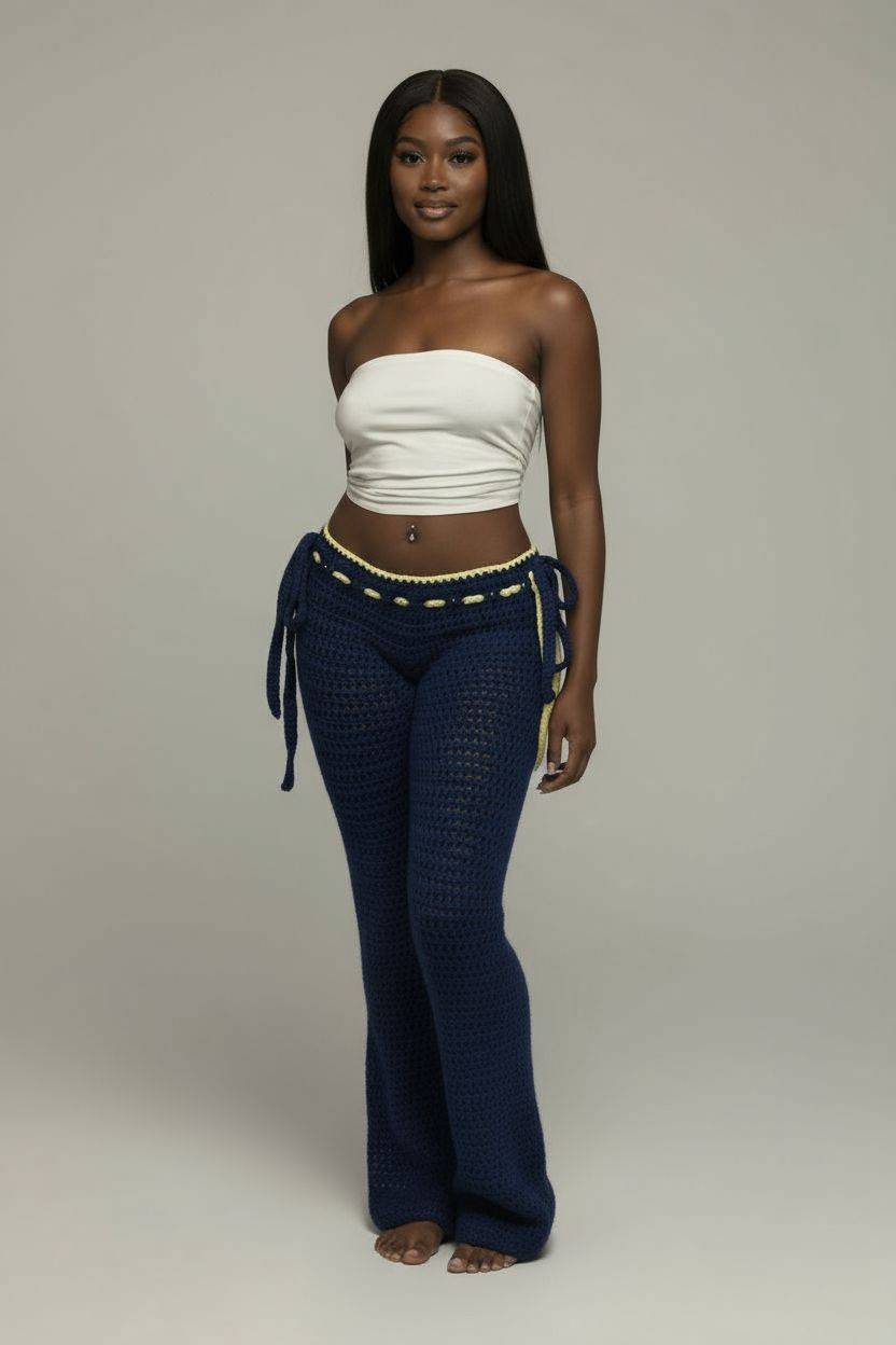 Blue Crochet long pants